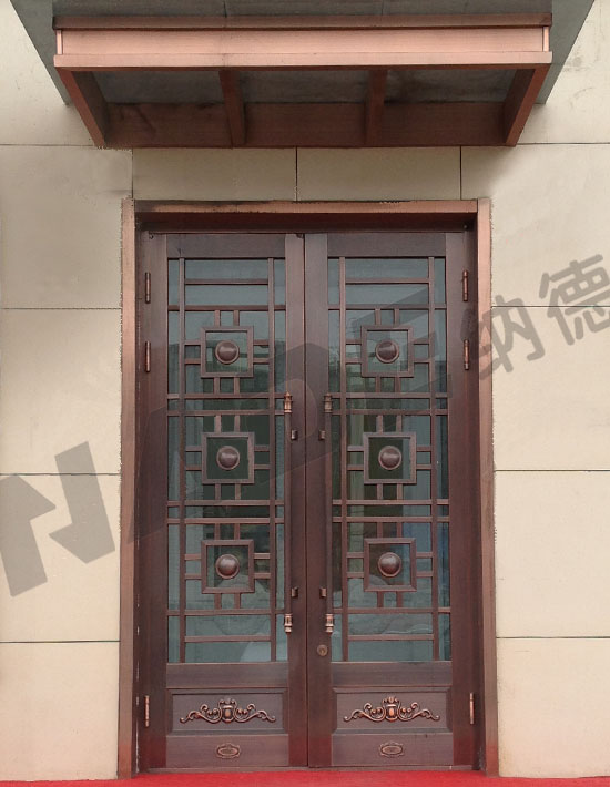 海城美容院玻璃铜门